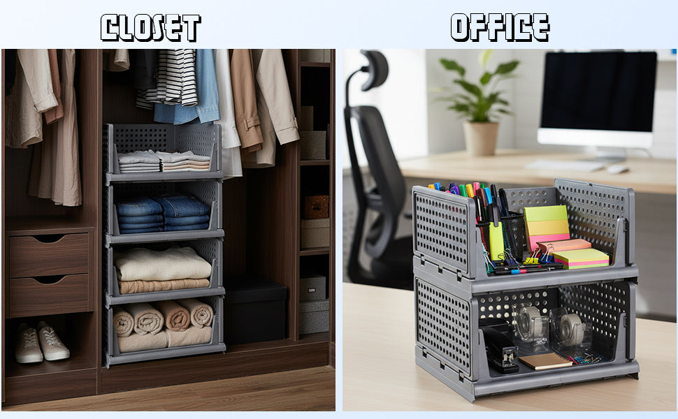 Stackable Multipurpose Wardrobe Organizer for Clothes | Foldable Storage Rack | Homeezify